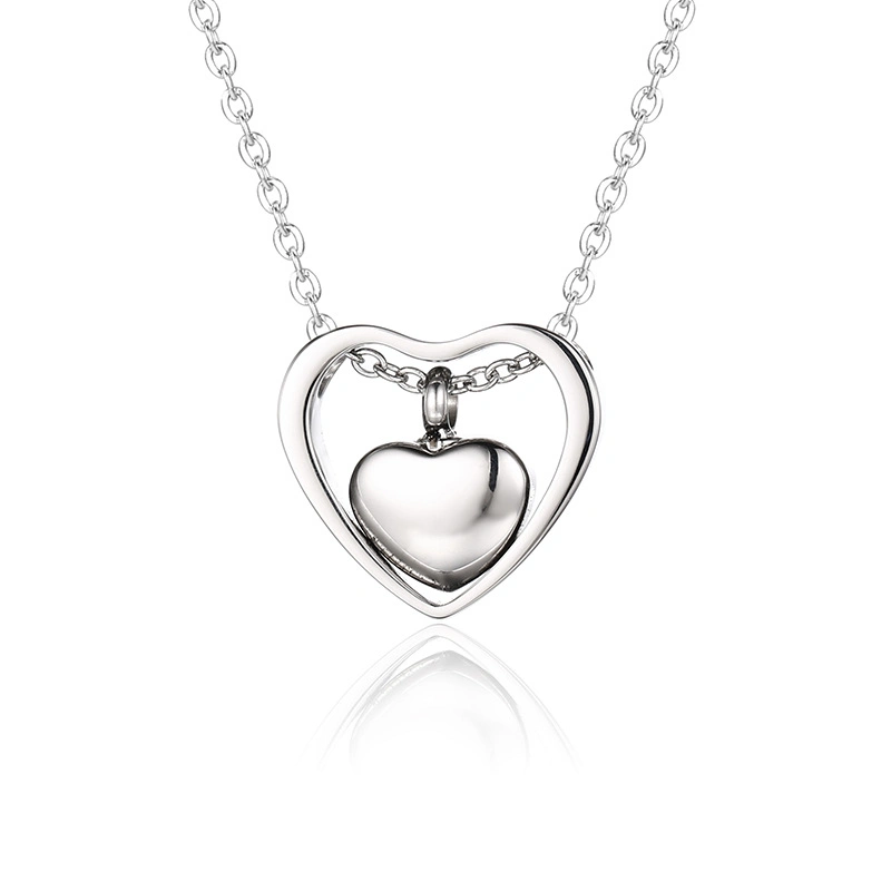 Non Tarnish Stainless Steel Perfume Essential Oil Heart Ashes Pendant Urn Jewelry Pet Urn Necklace