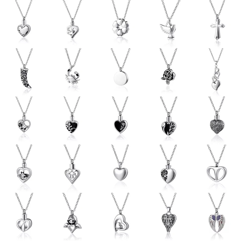 Heart Urn Necklaces for Ashes Memorial Waterproof Cremation Keepsakes Jewelry