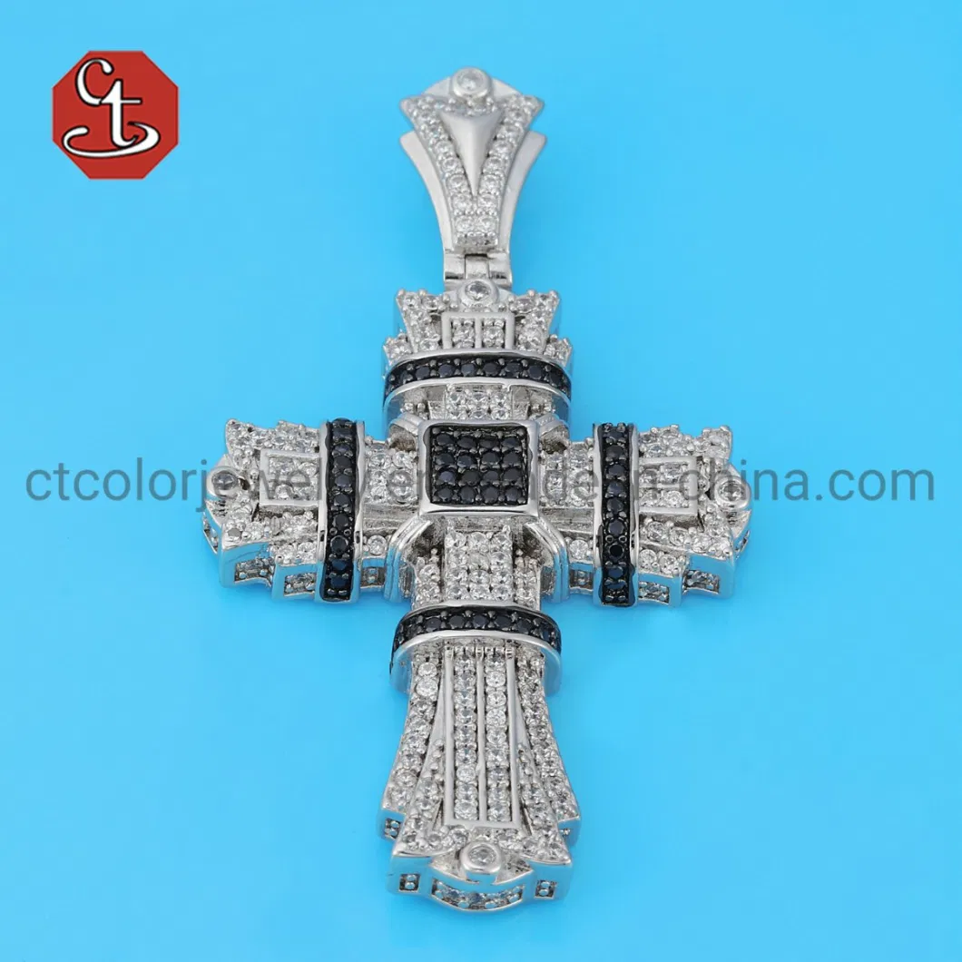 925 Sterling Silver Cross Pendants Multi-layers CZ Christian Cross Pendants Necklaces