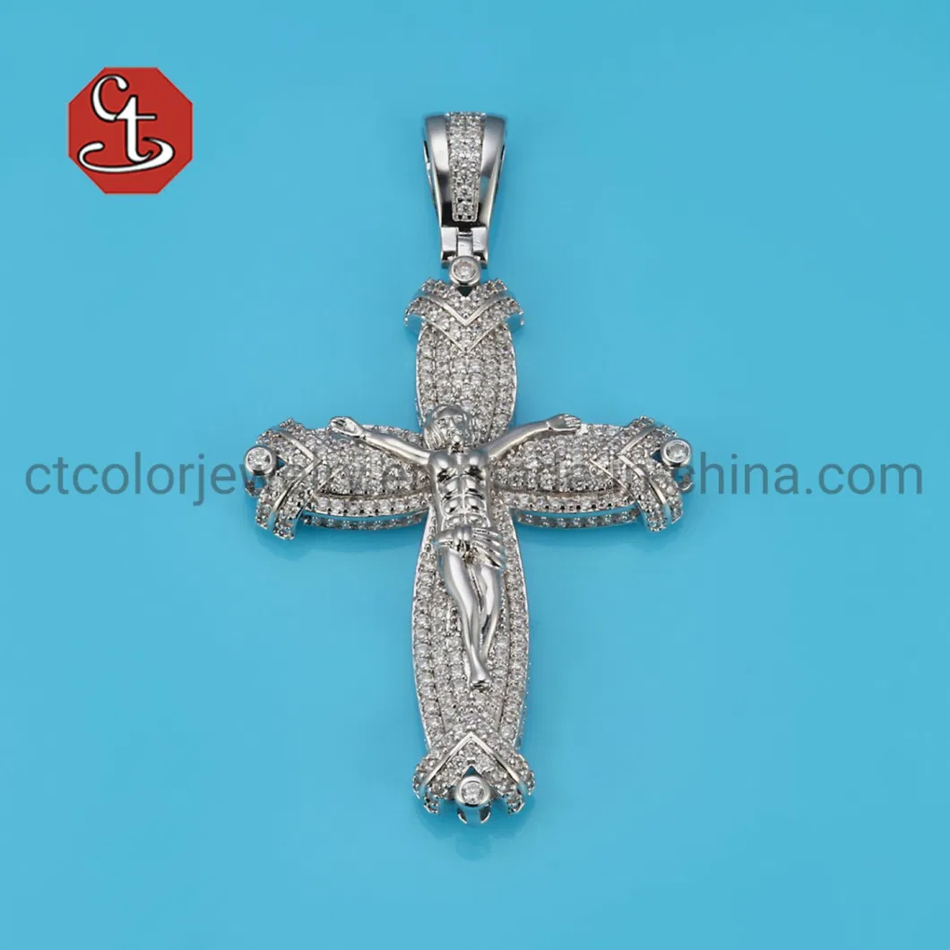 925 Sterling Silver Cross Pendants Multi-layers CZ Christian Cross Pendants Necklaces