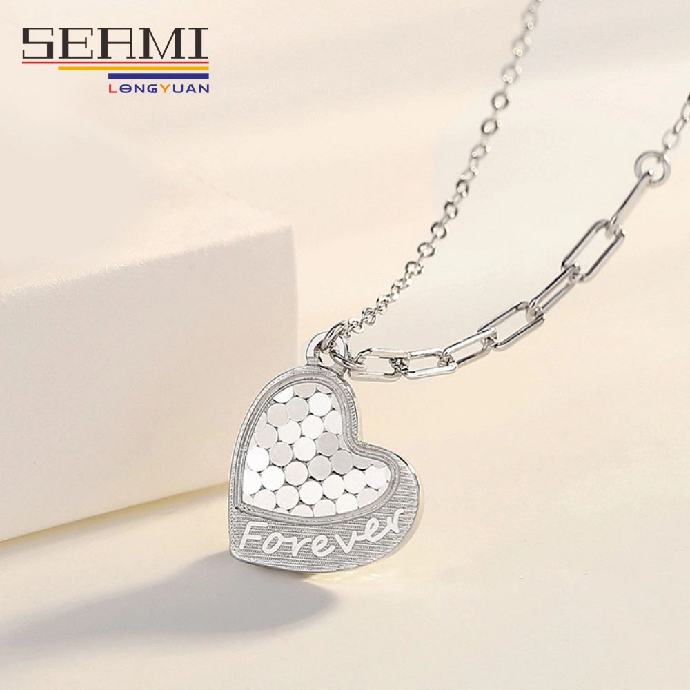 Fancy Sterling Silver Necklace Sparkling Heart Pendant Accessories
