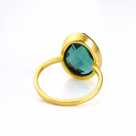 Fashion Green Tourmaline Gemstone Ring Jewelry 925 Sterling Silver Oval Lapis Lazuli Birthstone Stacking Statement Ring