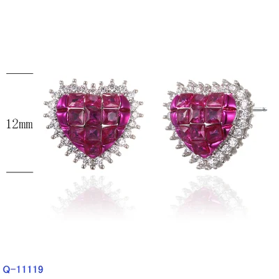 New Design Fashion Jewelry 925 Sterling Silver Hoop Stud Heart Earrings